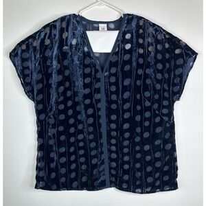 Cabi Polka Dot Semi Sheer Cap Sleeve Crop Top